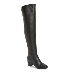 Via Spiga Finley Black Leather Tall Over the Knee Block Heel Boots - Sz 5.5M
